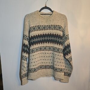 Vintage Alps Rugged Outdoors Wool Knit Fair Isle Multicolor Pullover Sweater